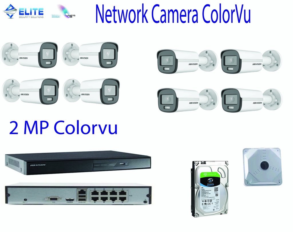 2 MP 8 IP Color Cameras Bundle- Including Cabling