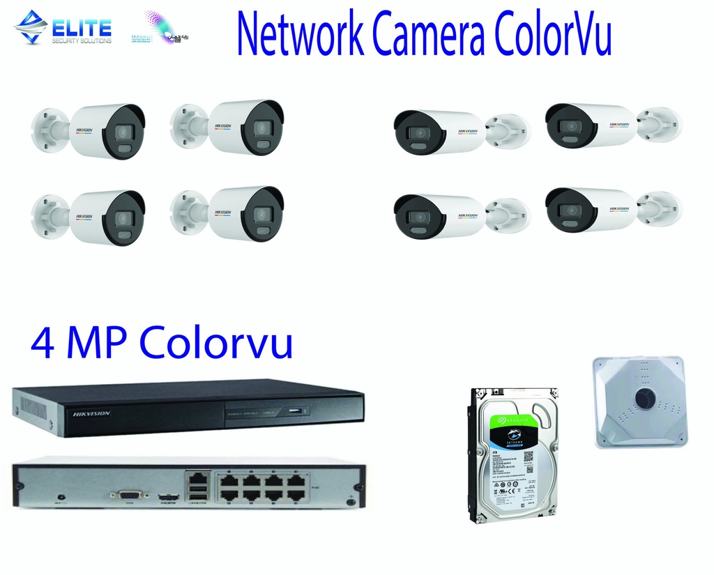 4 MP 8 IP Color Cameras Bundle- Ready Cabling